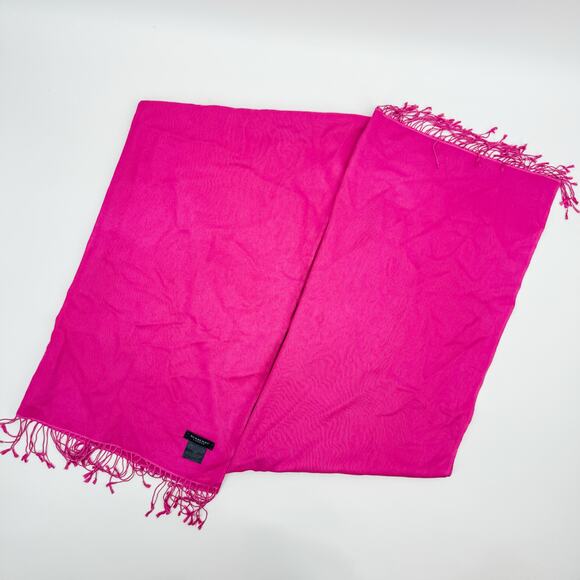 Burberry Scarf Silk Cashmere Lightweight Oversized Pink Fringe Authentic - Picture 6 of 7